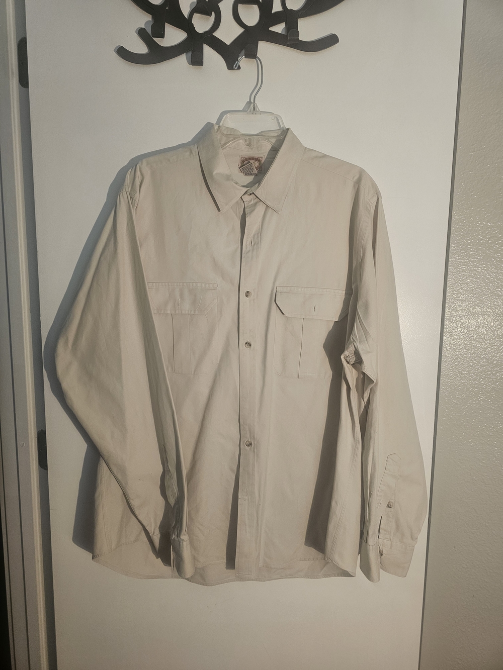 Vintage Banana Republic Safari Button Up Shirt XL Beige 100% Cotton Hong Kong